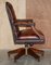 Brown Leather Chesterfield Directors Captains Chair with Porcelain Castors, Image 15