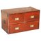 Antique Victorian Pitch Pine Military Campaign Chest of Drawers and Name Plate, Image 1