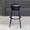 Black Leather & Blue Lacquered Metal Grasso Stool by Stephen Burks 3