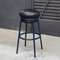 Black Leather & Blue Lacquered Metal Grasso Stool by Stephen Burks 2