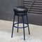 Black Leather & Blue Lacquered Metal Grasso Stool by Stephen Burks, Image 2