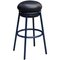 Black Leather & Blue Lacquered Metal Grasso Stool by Stephen Burks 1
