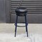 Black Leather & Blue Lacquered Metal Grasso Stool by Stephen Burks 4