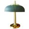 Deutsche Messing Tischlampe mit braunem Schirm von Hillebrand Lighting, 1960er 1