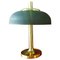 German Brass With Brown Umbrella Table Lamp from Hillebrand Lighting, 1960s, Image 1