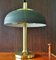 Lámpara de mesa alemana de latón con paraguas marrón de Hillebrand Lighting, años 60, Imagen 12