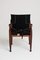 Mid-Century Black Suede Safari Chair, Image 6