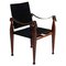 Mid-Century Black Suede Safari Chair, Image 1
