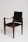 Mid-Century Black Suede Safari Chair, Image 3