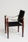 Mid-Century Black Suede Safari Chair, Image 4
