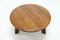 Brutalist Solid Oak Round Coffee Table, 1970s 2