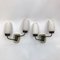 Mid-Century Italian Brass and Opaline Glass Sconces, Set of 2, Image 10