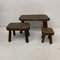 Brutalist Oak Wood Nesting Tables, 1970s, Set of 3 9