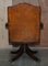 Vintage Brown Leather Oak Framed Captains Directors Armchair, Image 16