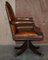 Vintage Brown Leather Oak Framed Captains Directors Armchair, Image 14