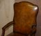 Vintage Brown Leather Oak Framed Captains Directors Armchair 3