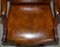 Vintage Brown Leather Oak Framed Captains Directors Armchair 5