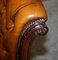 Carved Chesterfield Brown Leather Dining Chairs from C Hindley & Sons, 1845, Set of 5 20