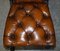 Carved Chesterfield Brown Leather Dining Chairs from C Hindley & Sons, 1845, Set of 5 9