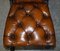 Geschnitzte Chesterfield Esszimmerstühle aus braunem Leder von C Hindley & Sons, 1845, 5er Set 9