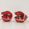 Kitsch Französische Rote Keramik Tischlampen von Vallauris, 1960er, 2er Set 1