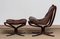 Dark Brown Leather Falcon Chair and Ottoman by Sigurd Ressel for Vatne Mobler, Set of 2 8
