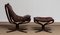 Dark Brown Leather Falcon Chair and Ottoman by Sigurd Ressel for Vatne Mobler, Set of 2 10