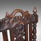 Antique Scottish Victorian Carved Oak Hall Chairs, Set of 2, Image 10