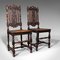 Antique Scottish Victorian Carved Oak Hall Chairs, Set of 2 1