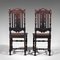 Antique Scottish Victorian Carved Oak Hall Chairs, Set of 2 5