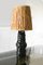 Lamp in Enamelled Ceramic with Raffia Shade, 1970s 4