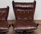 Dark Brown Leather Falcon Chairs and Ottoman by Sigurd Ressel from Vatne Møbler, 1970s, Set of 3 4