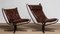 Dark Brown Leather Falcon Chairs and Ottoman by Sigurd Ressel from Vatne Møbler, 1970s, Set of 3 7
