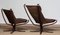 Dark Brown Leather Falcon Chairs and Ottoman by Sigurd Ressel from Vatne Møbler, 1970s, Set of 3 8
