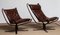 Dark Brown Leather Falcon Chairs and Ottoman by Sigurd Ressel from Vatne Møbler, 1970s, Set of 3, Image 6