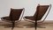 Dark Brown Leather Falcon Chairs and Ottoman by Sigurd Ressel from Vatne Møbler, 1970s, Set of 3 9