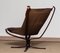 Dark Brown Leather Falcon High Back Chair and Ottoman by Sigurd Ressel from Vatne Møbler, 1970s, Set of 2 4