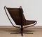Dark Brown Leather Falcon High Back Chair and Ottoman by Sigurd Ressel from Vatne Møbler, 1970s, Set of 2 3