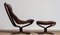 Dark Brown Leather Falcon High Back Chair and Ottoman by Sigurd Ressel from Vatne Møbler, 1970s, Set of 2 9