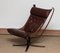 Dark Brown Leather Falcon High Back Chair and Ottoman by Sigurd Ressel from Vatne Møbler, 1970s, Set of 2, Image 1