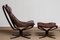 Dark Brown Leather Falcon High Back Chair and Ottoman by Sigurd Ressel from Vatne Møbler, 1970s, Set of 2 10