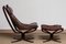 Dark Brown Leather Falcon High Back Chair and Ottoman by Sigurd Ressel from Vatne Møbler, 1970s, Set of 2, Image 10