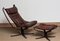 Dark Brown Leather Falcon High Back Chair and Ottoman by Sigurd Ressel from Vatne Møbler, 1970s, Set of 2 8