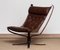 Dark Brown Leather Falcon High Back Chair and Ottoman by Sigurd Ressel from Vatne Møbler, 1970s, Set of 2 6