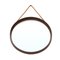 Round Mirror With Wooden Frame and Leather Cord, 1960s 5