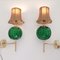 Französische Art Deco Wandlampen aus grünem mundgeblasenem Glas, 2er Set 2