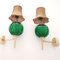 Art Deco French Green Hand Blown Glass Wall Sconce Lamps, Set of 2, Image 4
