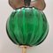Art Deco French Green Hand Blown Glass Wall Sconce Lamps, Set of 2 7