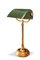 Klassische Bankierlampe aus Messing mit grün emailliertem Schirm & Kippschalter, 1920er 1