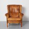Brown Leather Wingback Armchair, Image 2